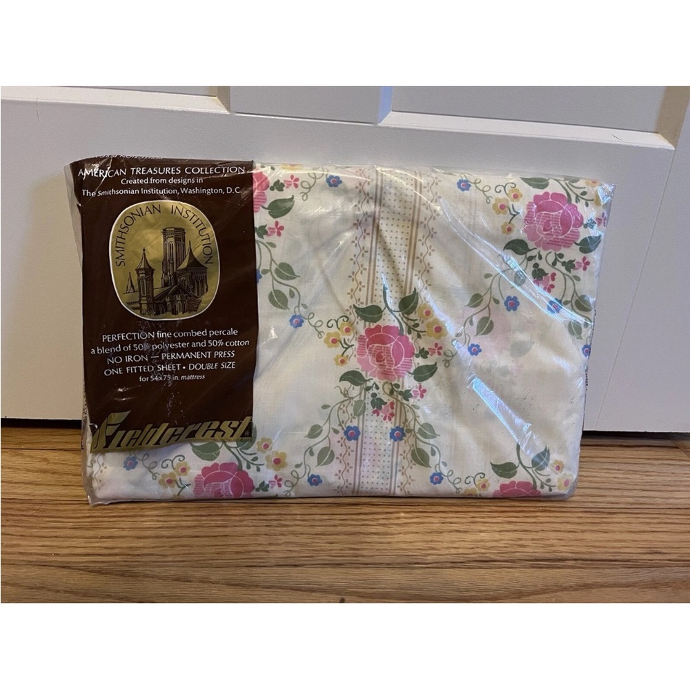 Fieldcrest American Treasures Printing Block Rose~Full Fitted Sheet